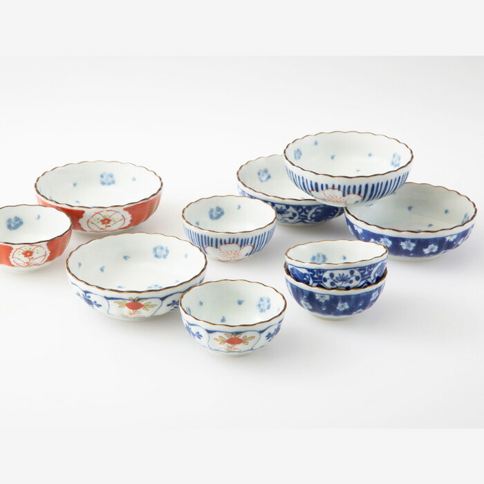 【選べる箱数（1～8箱）】染錦絵上がり下がり 親子鉢揃(PRICE GIFT-31008)【貨物輸送込み通貨価値】