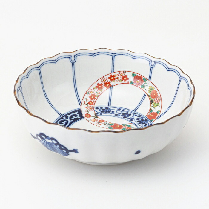 【選べる箱数（1～10箱）】染錦輪繋ぎ 菊型大鉢(PRICE GIFT-31111）【貨物輸送無料】