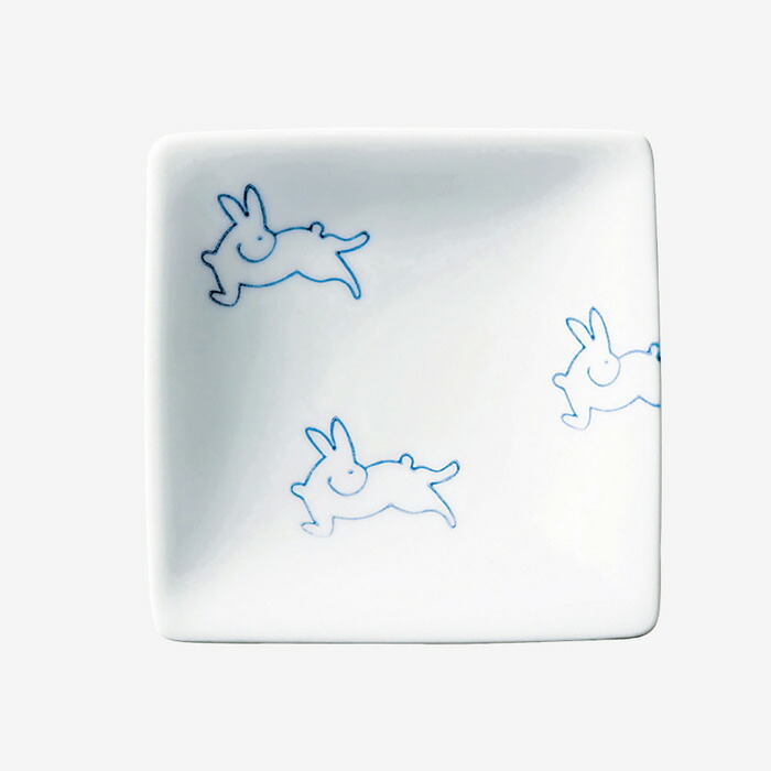 【選べる枚数（1～10枚）】 判子 角小皿 （9cm） うさぎ（43473） essence of life 【送料込み価格】