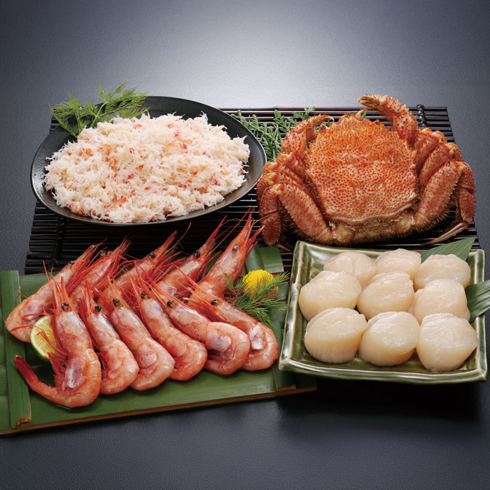 北海道　カネコメ田中水産 毛がに・甘えび・ほたて・おおずわいがにほぐし身セット (26-601035) 【産地直送】