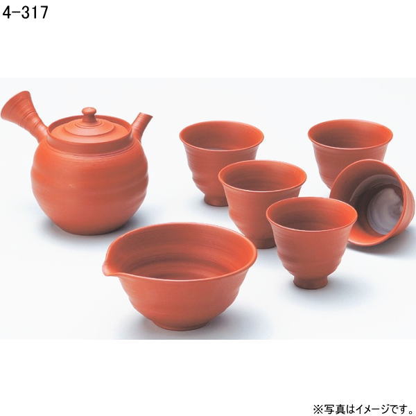 1年保証』 常滑焼風月 ふうげつ 朱泥筋引煎茶器揃急須 湯冷まし 湯呑５個 木箱 常滑4-317 fucoa.cl