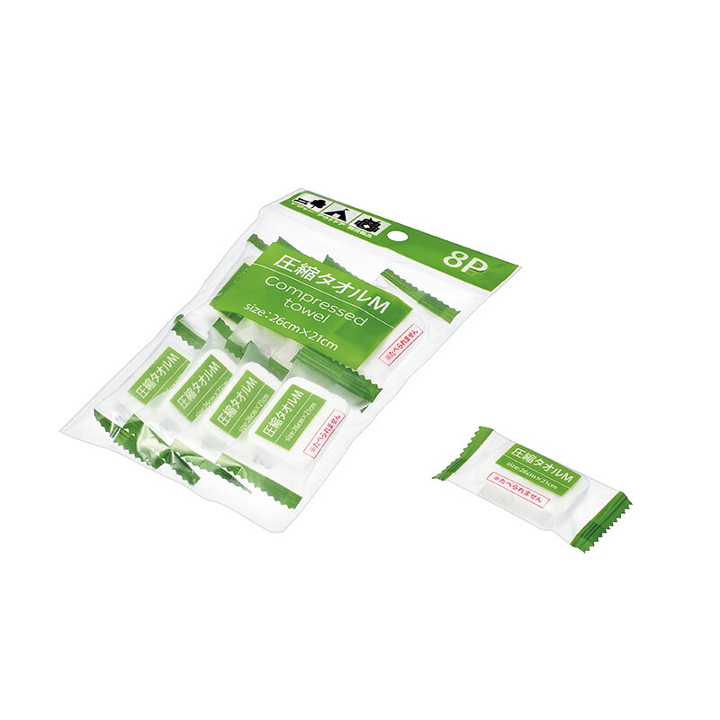 【楽天市場】【セット売り】10個セット 圧縮タオル（M）8P 防災備品やアウトドアに非常用持出袋に携帯タオル echo2255-523AR