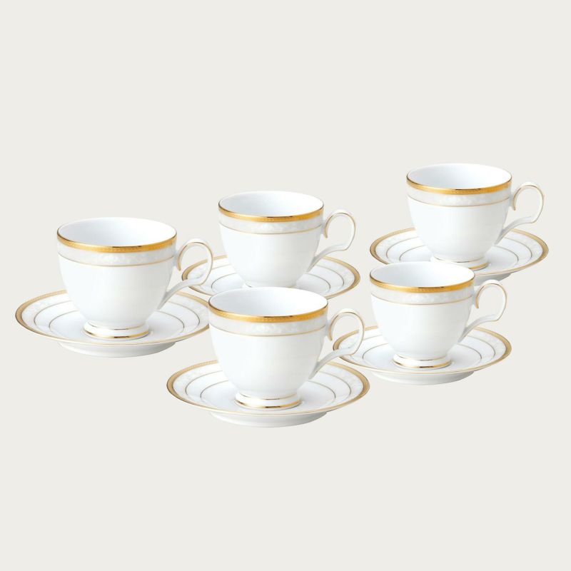 ノリ竹 優勝杯＆平円盤5客 お茶・珈琲碗皿 ハンプシャーゴールド ハンプシャープラチナ noritake