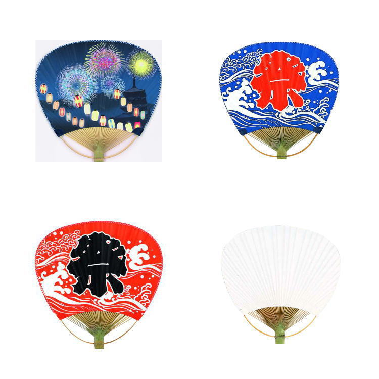 名入れうちわ 竹うちわ 中万月 花火 祭り 白地 100本&times;230円｜販促品のよしやま