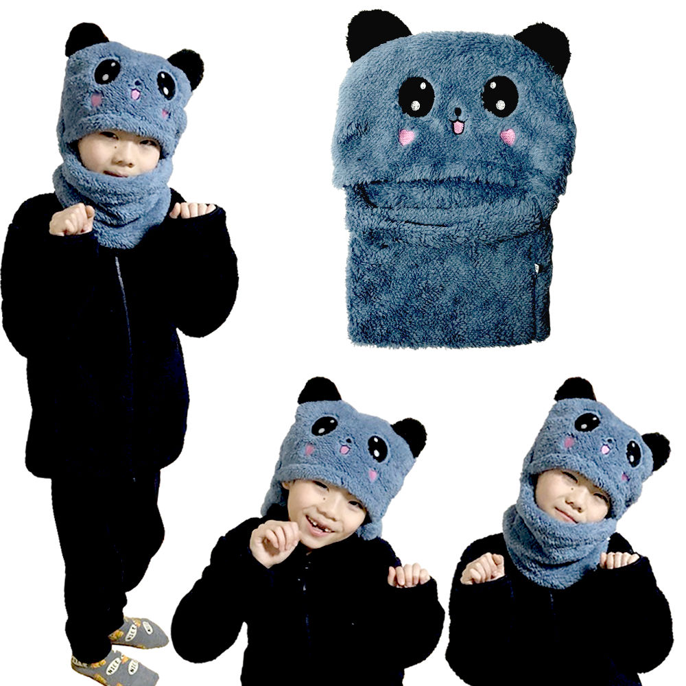 アニマル帽子 クマ ブルー 防寒 キャップ 耳カバー ネックウォーマーマフラー付帽子 熊 コスプレ ふわもこ ベアー アニマルキャップ なりきり 動物 かぶりもの イベント ハロウィン 着ぐるみ 暖かい マフラー イヤーガード 帽子 キャップ 仮装 コスチューム 送料無料画像