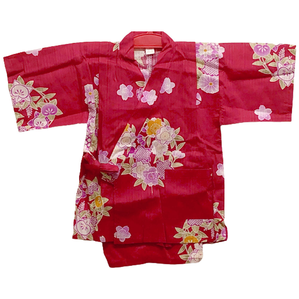 楽天市場 子供甚平 女の子用 花てまり 赤キッズ 女児 子供 じんべい プレゼント パジャマ 涼やか 綿甚平 日本のおみやげ ホームステイのお土産 送料無料 ホームステイのおみやげ専門店