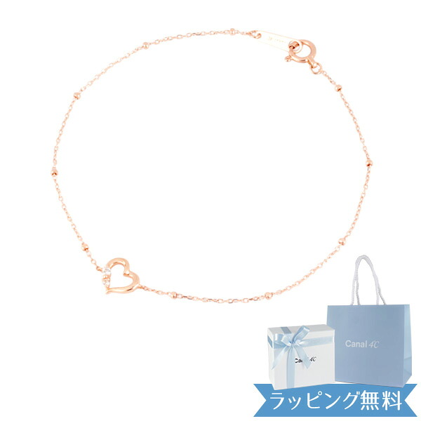 【リボン済＆紙袋】4°c ブレスレット レディース ハートモチーフ カナルヨンドシー canal 4℃ 4ドシー ジュエリー アクセサリー トパーズ K10ピンクゴールド 祝い 喜ばれるギフト