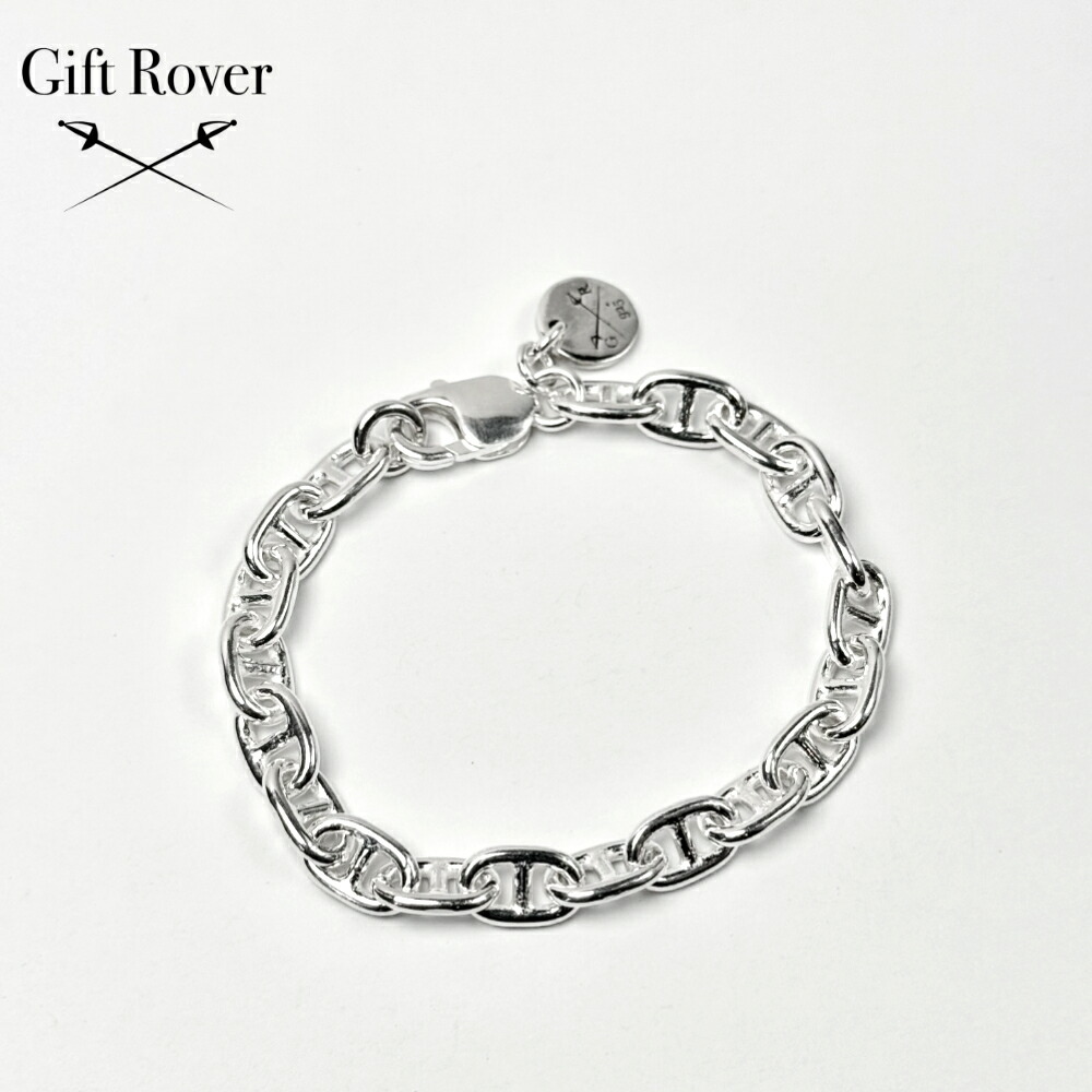 【Gift Rover】コインチャームアンカーチェーンブレスレットMシルバーアクセサリー SILVER925 シルバー925 シルバーブレスレット アンカーチェーン シンプルなブレスレット オリジナルブランド ユニセックス 男女兼用アクセサリー ギフト プレゼント｜GiftRover