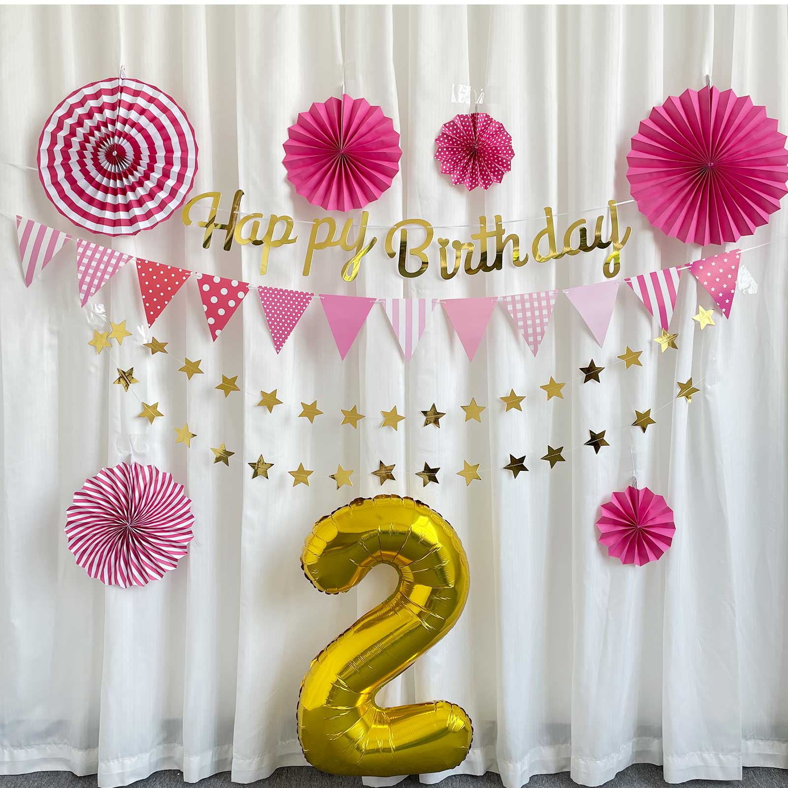 楽天市場】お誕生日 ペーパファン 飾り バルーン バースデー 百日 HALF