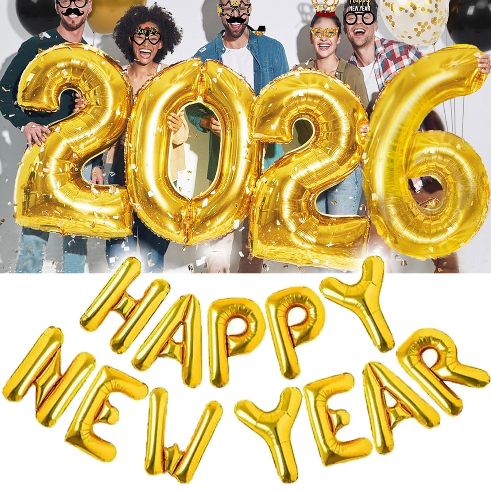 Happy New Year ナンバーバルーン新年 楽天市場】2026 新年会 飾り付け HAPPY NEW YEAR シャンパン