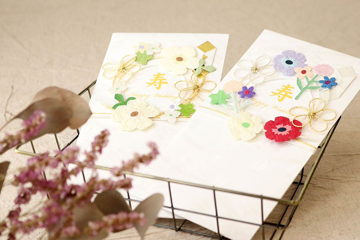 楽天市場 祝儀袋 フラワー祝儀袋 金封 切り絵 全2種 和紙 のし袋 結婚式 結婚 婚礼 祝 寿 おめでとう かわいい おしゃれ 和 花 フラワー 水引 飾り 白 パステル シンプル 可愛 ギフトショップ 和結び