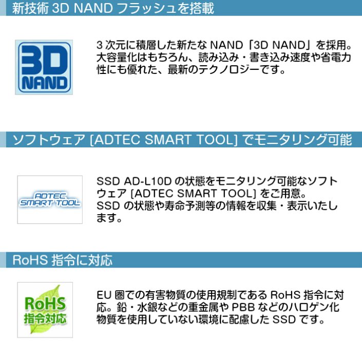 感謝報恩 アドテック SSD L10 Series 1TB 3D TLC 2.5inch SATA AD