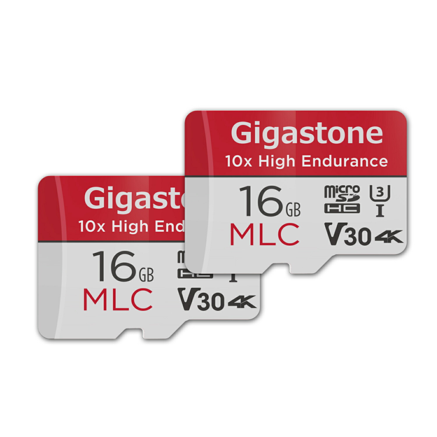 10倍高耐久MLC【5年保証】Gigastone マイクロSDカード 16GB 2枚セット SDHC MLC microsdカードmicroSD メモリーカード A1 V30 クラス10 UHS-I U3 超高速 95MB/s 4K Ultra HD ドラレコ 防犯カメラ sdカード ドライブレコーダー 監視カメラ カーナビ