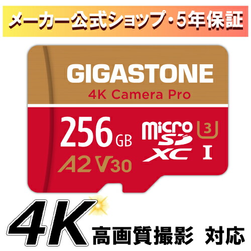 【5年資料引きもどす・無償取り替えっこ引き請ける】GIGASTONE マイクロsd歌留多 256GB 4K Camera Pro microSDXC UHS-I A2 V30 U3 C10 Ultra 固定ディスク 4K 録画媒体録画 Gopro 行動写真機 運動競技写真機 100MB/s SDアダプタ1枚付き添い人 貨物輸送無料