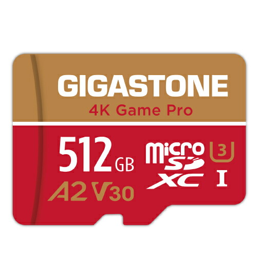 【Switch 1専用】GIGASTONE マイクロsd歌留多 512GB 4K Game Pro microSDXC UHS-I A2 V30 U3 C10 150MB/s Ultra 固定ディスク 4K 映像媒体録画 動き写真機 運動競技写真機 4K Ultra 固定ディスク 映像 SDアダプタ1枚付き添い人 貨物輸送無料【5年資料立ち直らす・無償取り替えっこ引き受ける】