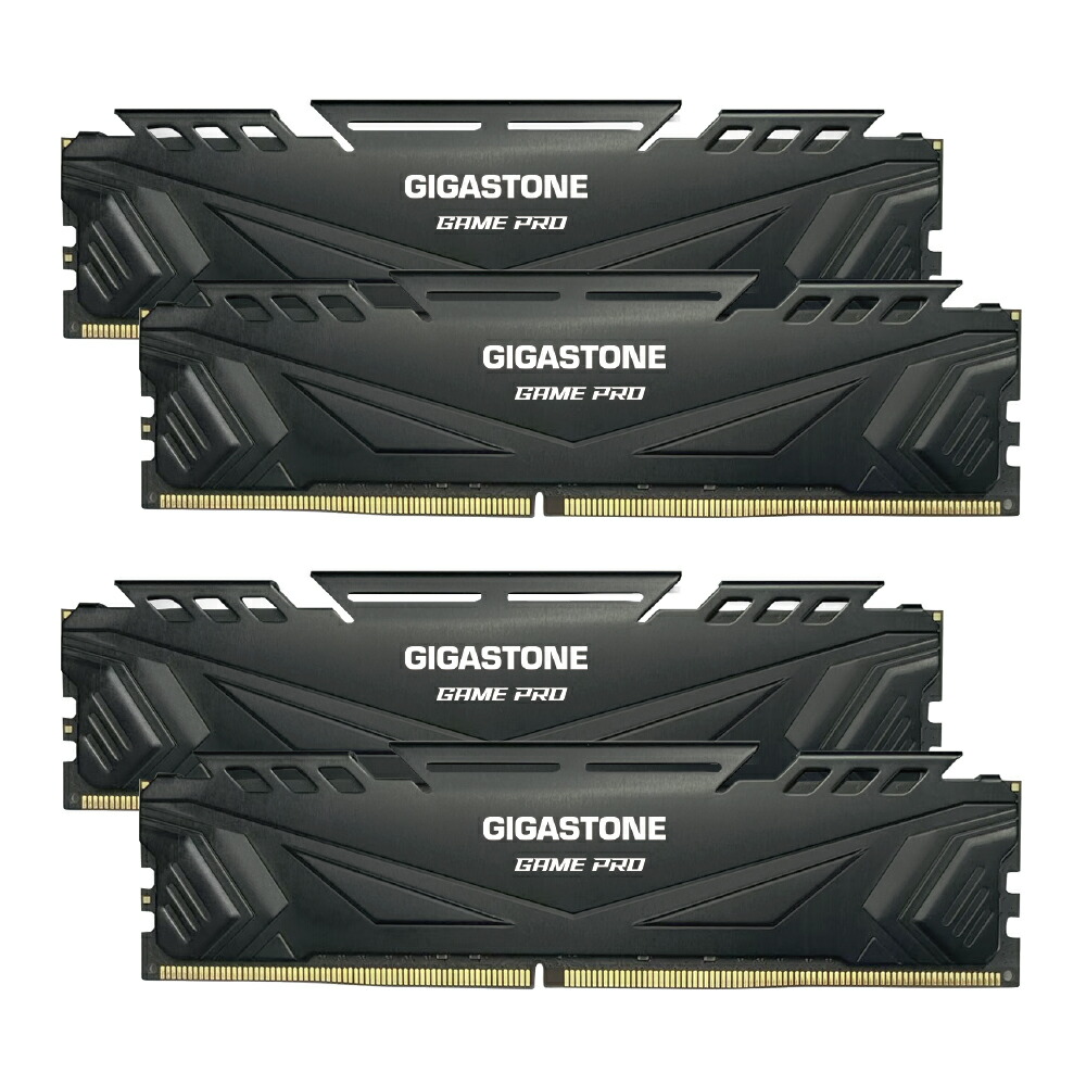 GIGASTONE デスクトップPC用メモリGame Pro 黒Black DDR4 16GBx4枚 (64GB) DDR4-3200MHz PC4-25600 CL16 1.35V 288 Pin Unbuffered Non-ECC UDIMM Memory Module For Gaming Desktop【相性保証+5年保証 】ギガストーン画像