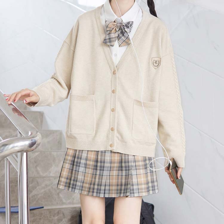 スクールセーター 制服 Jk制服 Vネック カーディガン コットン スクール スクールカーディガン セーター ニット ベージュ ホワイト メンズ レディース 中学生 中校生 女の子 学校 学生服 男の子 男女兼用 送料無料 通学 高校 高校生 激安大特価 カーディガン
