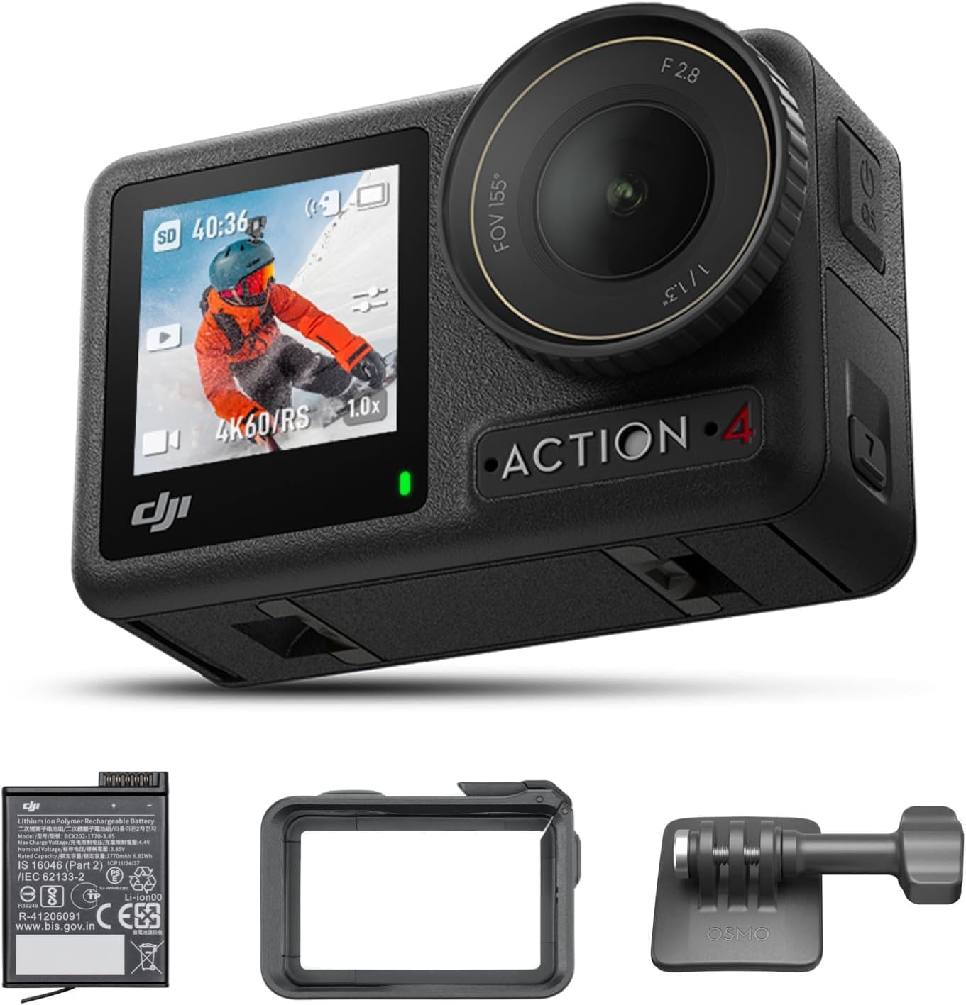 DJI 動き写真器 Osmo Action 4 標準尺度ジャズバンド 4K/120fps相応う 雨合羽動き写真器 1/1.3in検出器積み上げる 有らぬ事の低照明動作 10-bit \u0026 D-Log M 色合い演戯 長時間駆動動力の1770 mAh蓄電池 【国内定まり品】