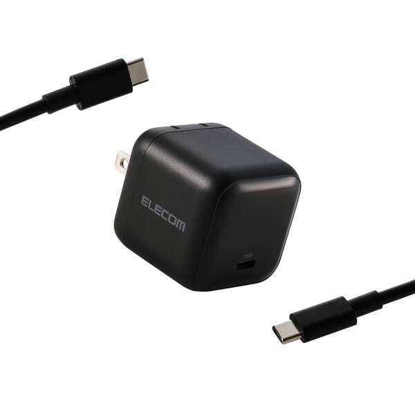 エレコム スマホ・タブレット 用 USB Power Delivery 65W AC充電器 Type-C ケーブル付属 1.5ｍ スイングプラグ ブラック MPA-AC12565BK