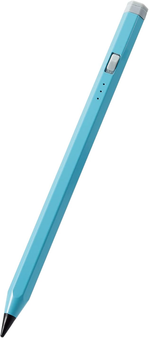 エレコム タッチペン 【 iPad専用 】 鉛筆型 六角軸 パームリジェクション対応 磁気吸着 傾き検知対応 USB-C充電 ペアリング不要 ブルー P-TPACAPEN01BU