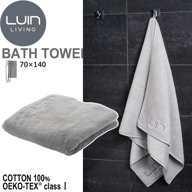 LuinLiving ルインリビング バスタオル グレー M 70×140cm 超ソフト&超吸収 トルコ産低撚糸コットン100％ TWLBATHM-GR ※パッケージ・ロゴデザイン等が変更になる場合があります。予めご了承下さい。 バスグッズ　お風呂　タオル　モコモコ　フワフワ　高級　メンズ　レディ