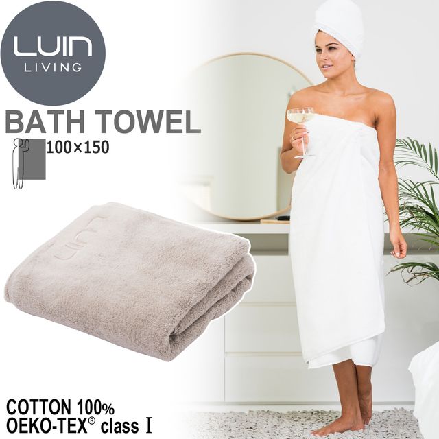 LuinLiving ルインリビング バスタオル ベージュ L 100×150cm 超ソフト\u0026超吸収 トルコ産低撚糸コットン100％ TWLBATHL-BE ※パッケージ・ロゴデザイン等が変更になる場合があります。予めご了承下さい。 バスグッズ お風呂 タオル モコモコ フワフワ 高級 メンズ レ