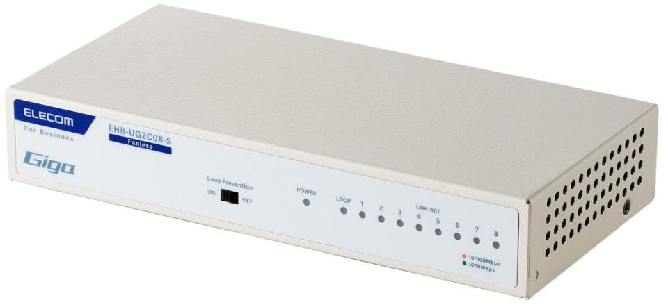 ELECOM エレコム 法人向けスイッチングこしき/アンマネージ/Giga/8界面/金属元素筐体/ワット数内蔵 EHB-UG2C08-S