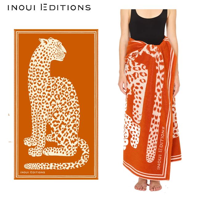 INOUI EDITIONS イヌイエディション DE21FET_FETICHE 【08-ORANGE】 0203 ヒョウ ビーチタオル ブランケット 【正規販売店】