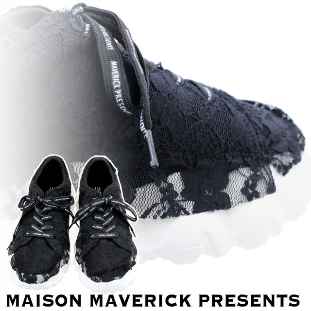 MAISON MAVERICK PRESENTS 【レディース】バンピーソールレーススニーカー【ブラック】50MS2497 メゾンマヴェリック プレゼンツ BUMPY SOLE LACE SNEAKER｜GIMMICK