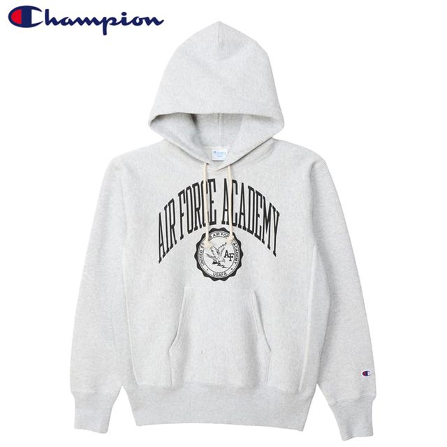 champion チャンピオン 【メンズ】リバースウィーブ(R) フーデッドスウェットシャツ 【シルバーグレー/ブラック】 C3-C116 染み込みプリント 青単タグ