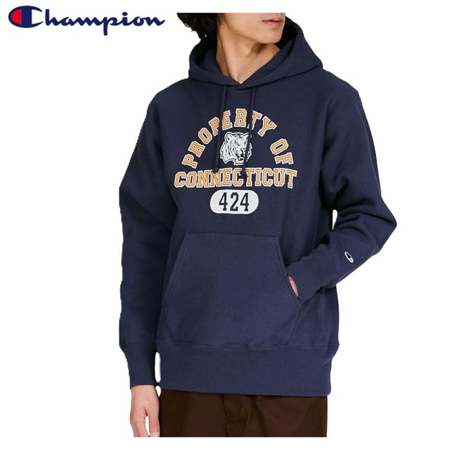 champion チャンピオン 【メンズ】リバースウィーブ(R) フーデッドスウェットシャツ 【ダークネイビー】 C3-C117 ラバープリント 青単タグ