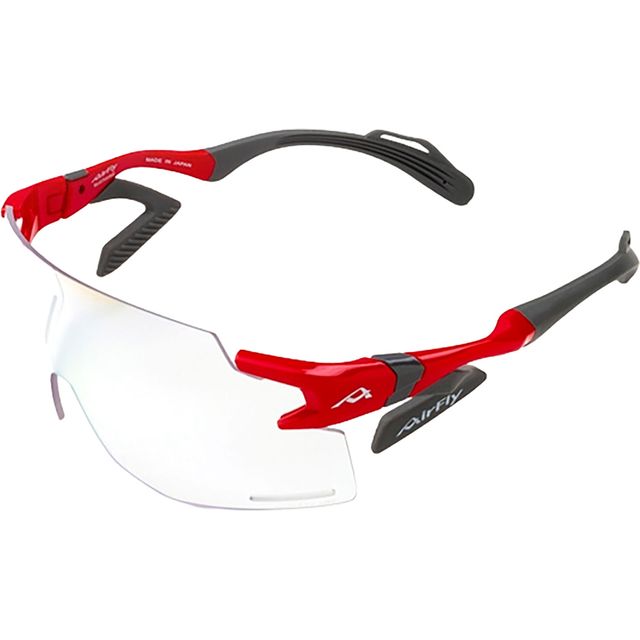 Airfly エアフライ 【ユニセックス】鼻パッドのないスポーツサングラス AF-301 C-6BK 【フレーム/レッド・レンズ/フォトクロミック ブルーミラー】
