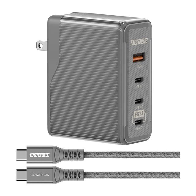 ADTEC アドテック Type-Cケーブル付き 合計150W PD3.1 単独140W PD充電器 APD-V150AC3-BK-CU4G3 ブラック