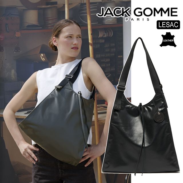Jack Gomme 万力予防医学 LIGHT LEATHER LESAC 【黒いこと】なめし革 トートバッグ ショルダーバッグ 10062012610202 本革 子ウシ 牛皮