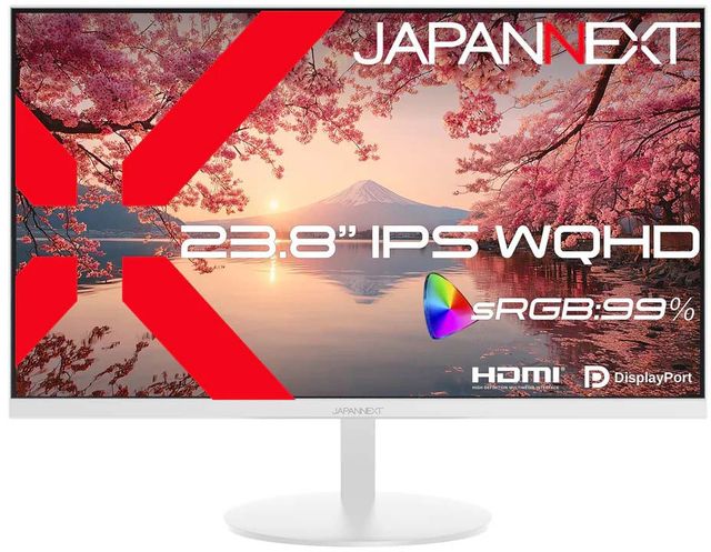 JAPANNEXT ジャパンネクスト WQHD相応う 23.8型液晶見せびらかす/HDMI×1、DP×1/白いこと/金棒引き有/2年引き受ける JN-IPS238Q-W