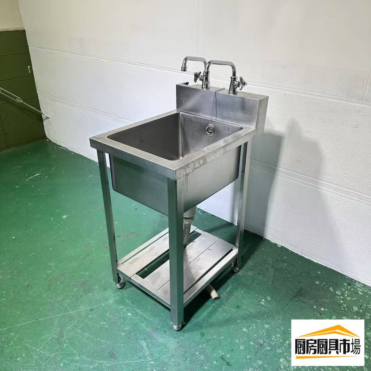 【中古品】番号A504◆ステンレス　1槽シンク　　幅450×奥行600×高さ800　点検済み☆ 【厨房市場八尾店】