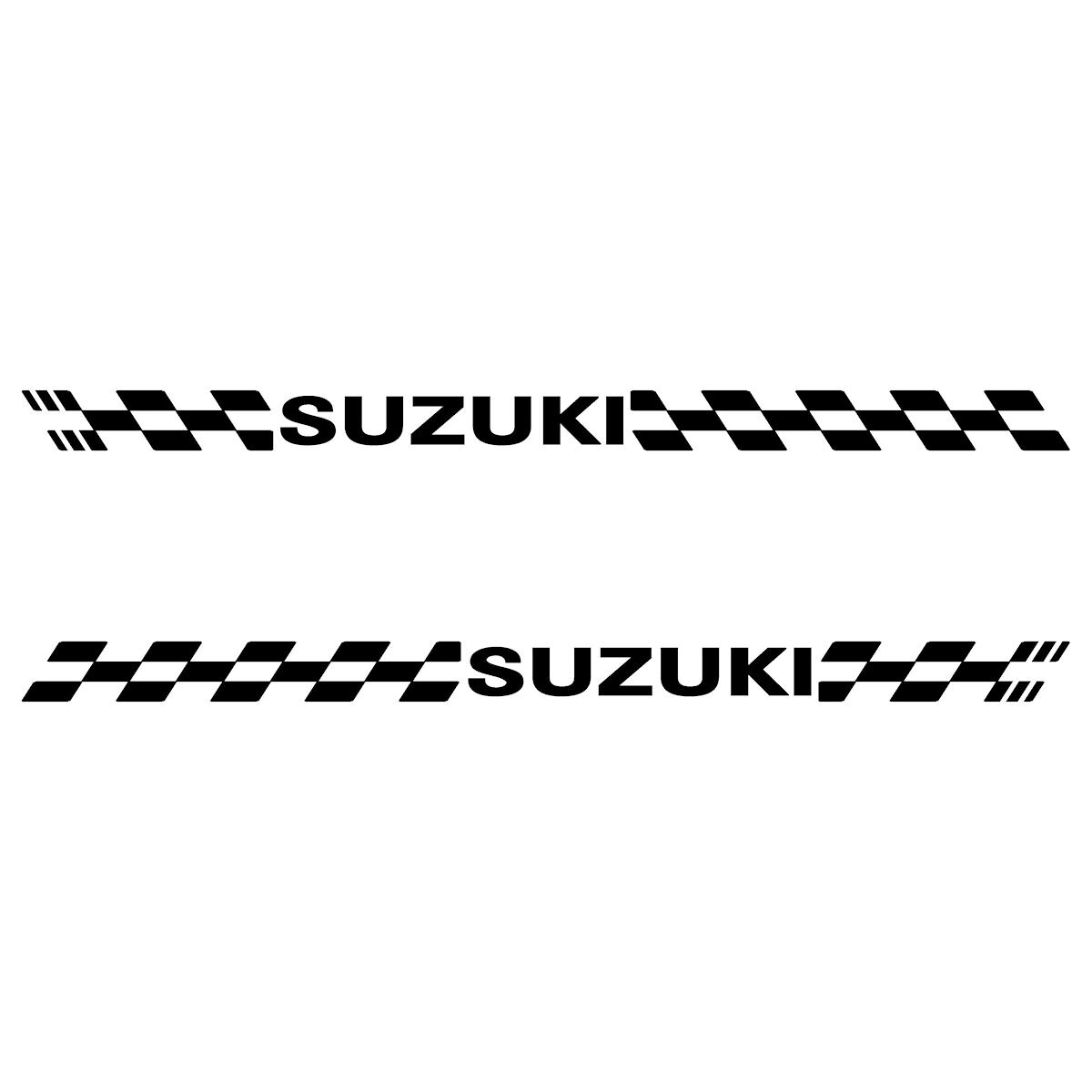 スズキ SUZUKI 車 バイク フロント フェンダー サイドジル サイドステップ ロッカーパネル ドアガーニッシュ 外装パーツ用 スポーツ チェッカー エンブレム ステッカー 枠サイズ：４ｃｍ &times; ５６ｃｍ &times; 左右反転セット｜カッティングステッカーの銀影工房