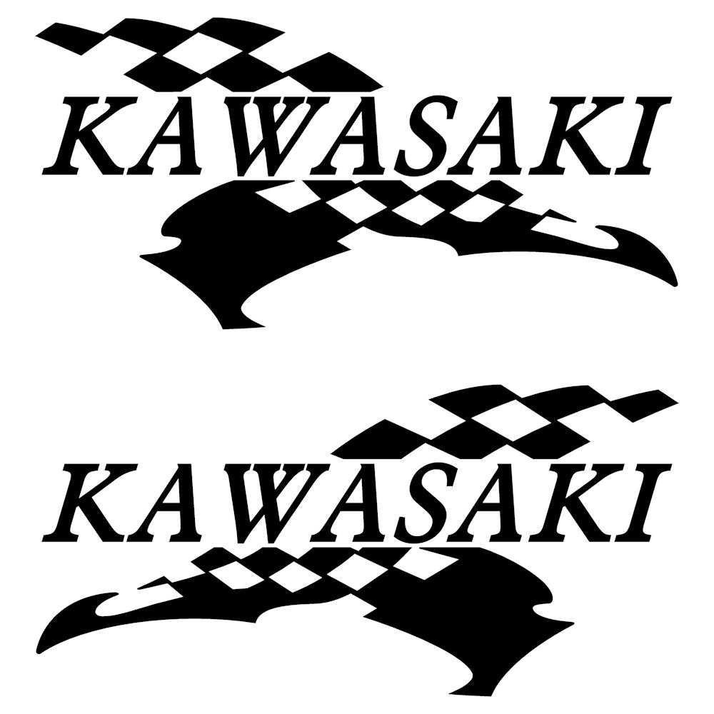 楽天市場 Kawasaki カワサキ バイクステッカー チェッカー フラッグ 枠サイズ ８ｃｍ １６ｃｍ 左右反転 ツインセットかっこいい バイカー ドレスアップ デカール カッティングステッカーの銀影工房