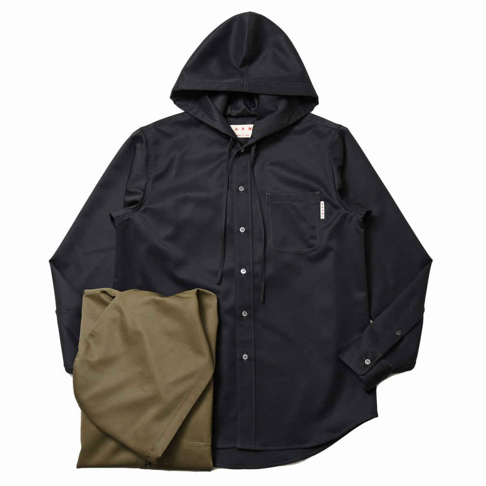 楽天市場】MARNI（マルニ）ウールギャバジンフーデッドシャツ 