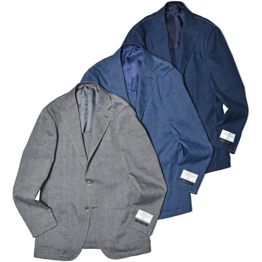 【S30】guji（グジ）リネンウールヘリンボーン3B上衣(MADE BY RING JACKET / VITALE BARBERIS CANONICO布切れ当て嵌める)【春/夏】17041202028