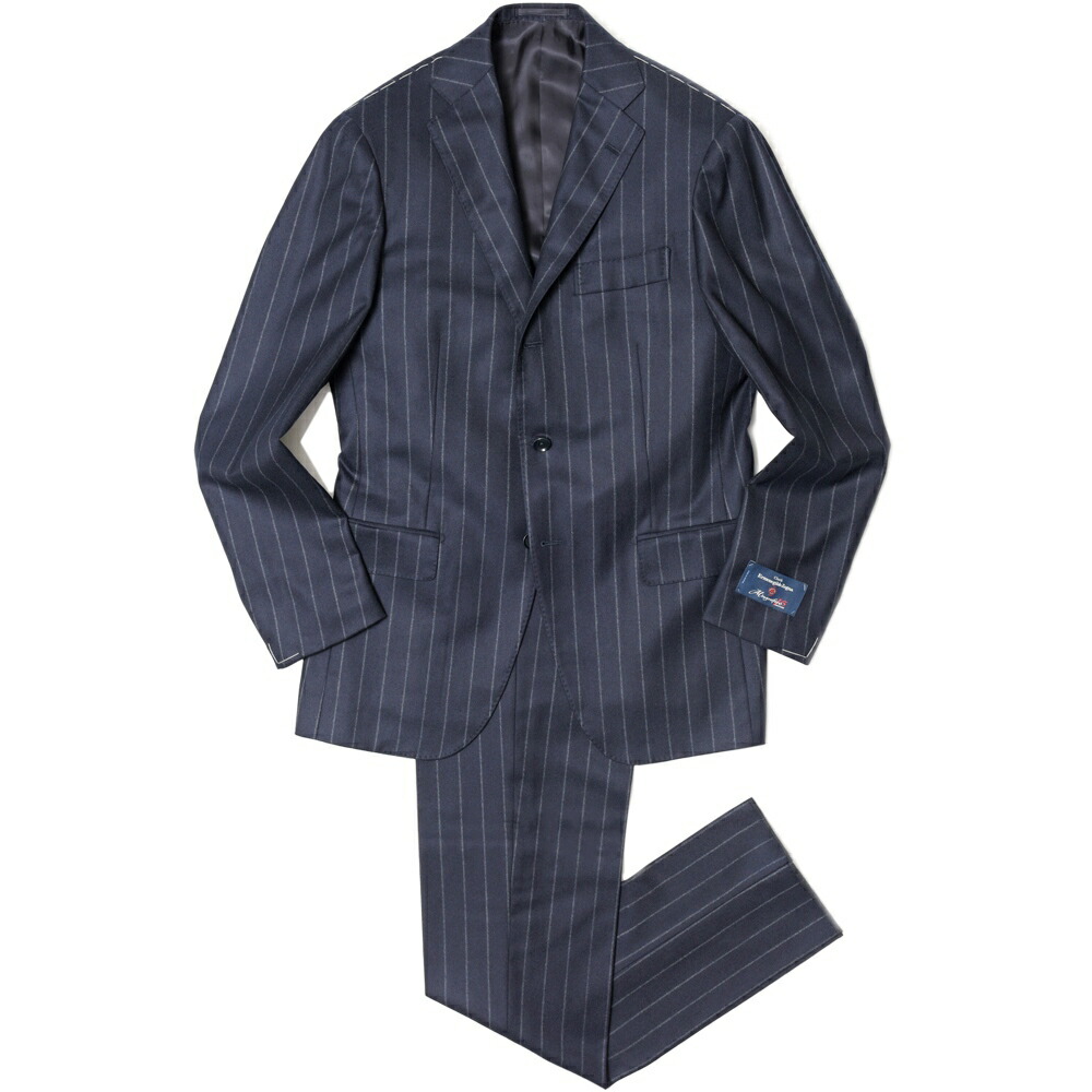 guji（グジ）Magnifico15マニフィコ15 15マイクロンウールチョークストライプ3B1筋目背広(MADE BY RING JACKET / Ermenegildo Zegna布切れ当て嵌める) 【秋/冬】 17142203028