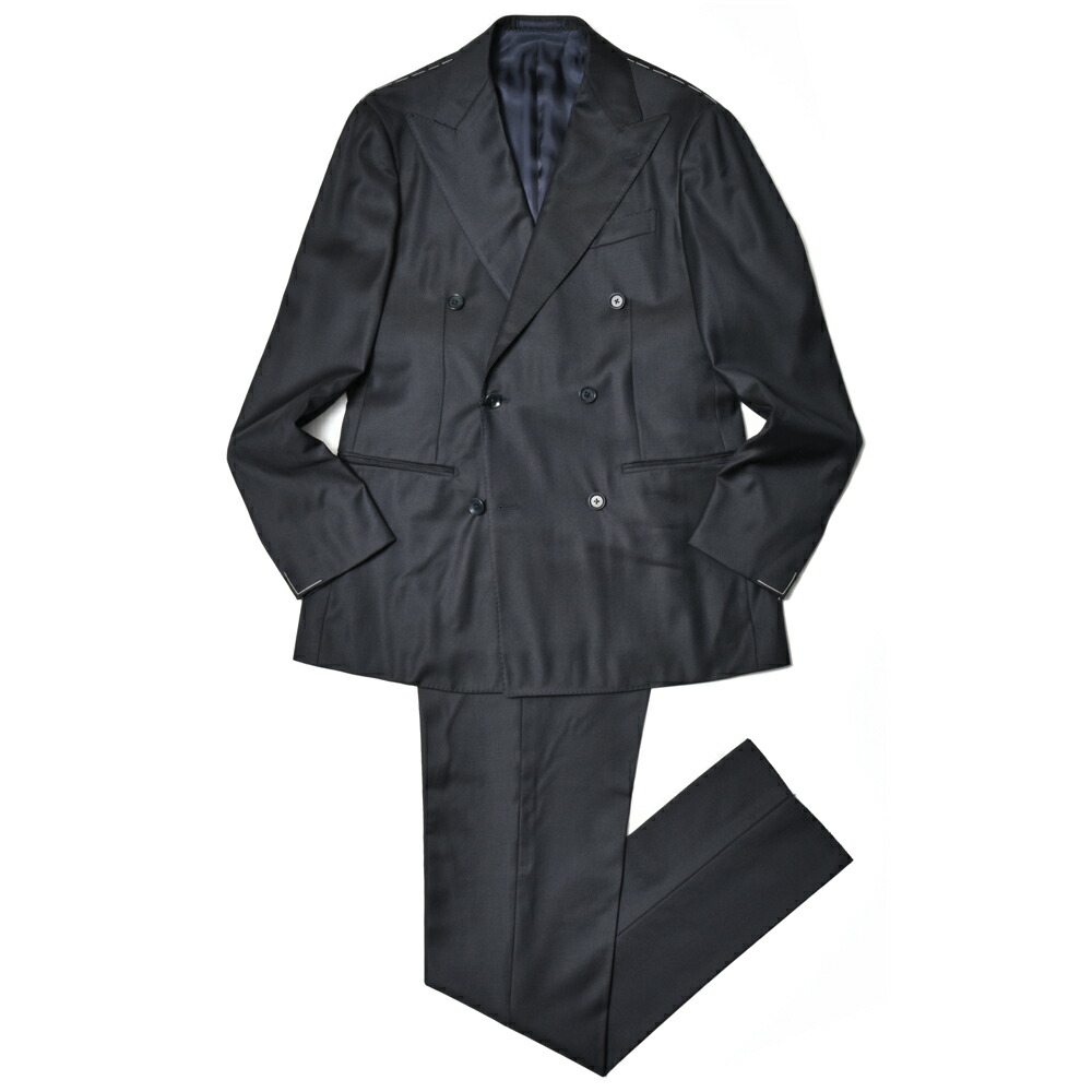 guji（グジ）SUPER130\u0027s羊毛6B1プリーツダブルスーツ (MADE BY RING JACKET / LoroPiana布切れ当て嵌める)【オール時期】GUJ-03E/GUP-02 17142211028