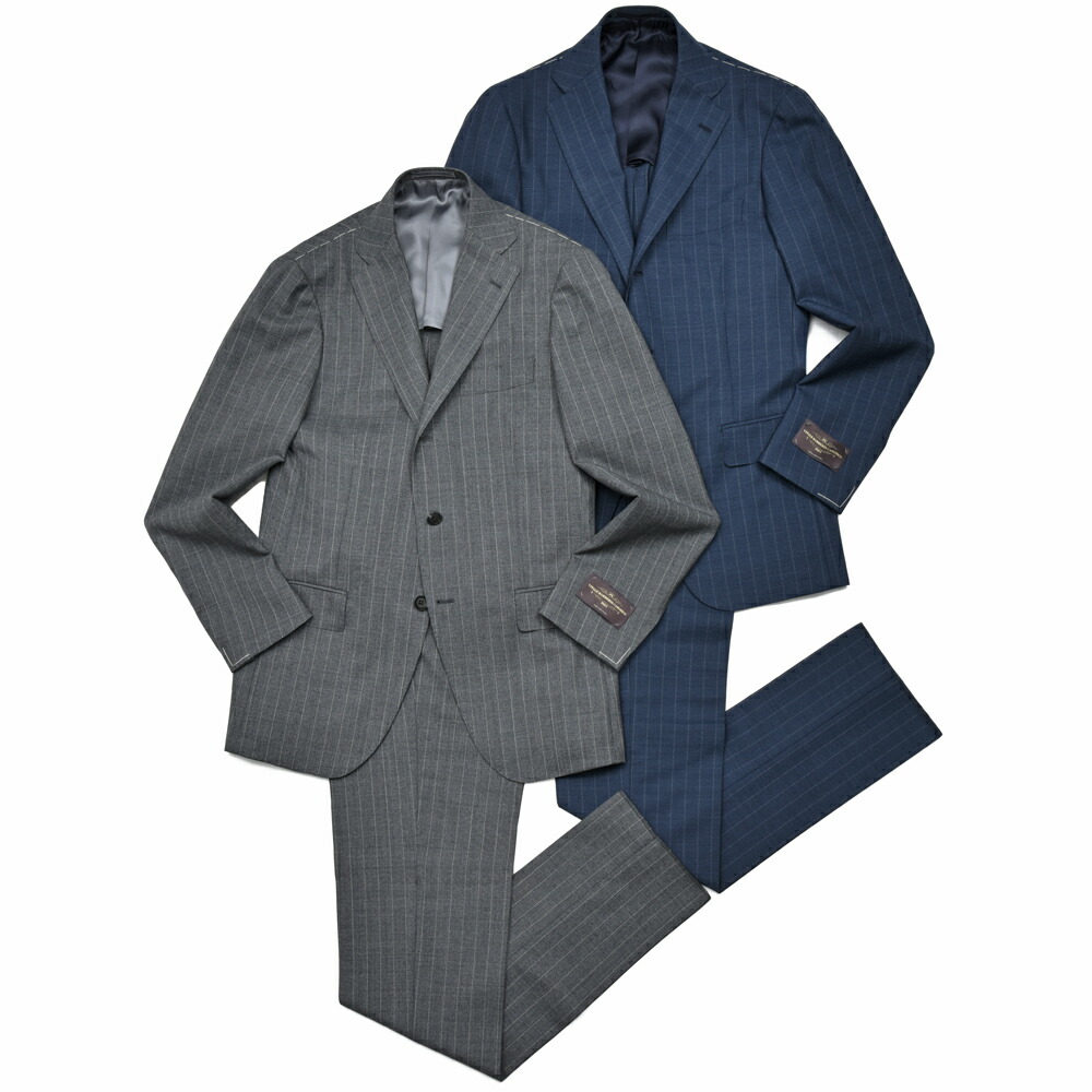 guji（グジ）ウールトロピカルピンストライプ3B1筋目背広 (MADE BY RING JACKET / VITALE BARBERIS CANONICO布切れ当て嵌める)【春/夏】17151205028