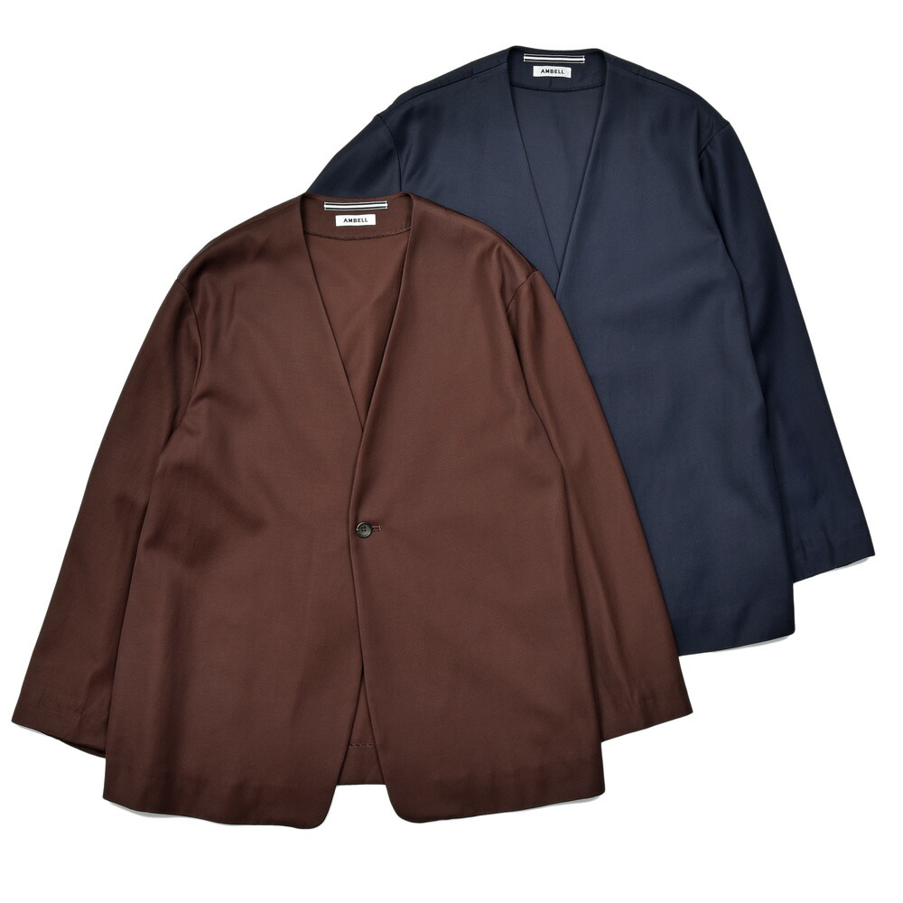 【MS40】AMBELL(アンベル)KEY PIECE レーヨンコットンツイルノーカラー1Bジャケット 00035(11) genderless 17051700163 PS3｜ginlet（ジンレット）