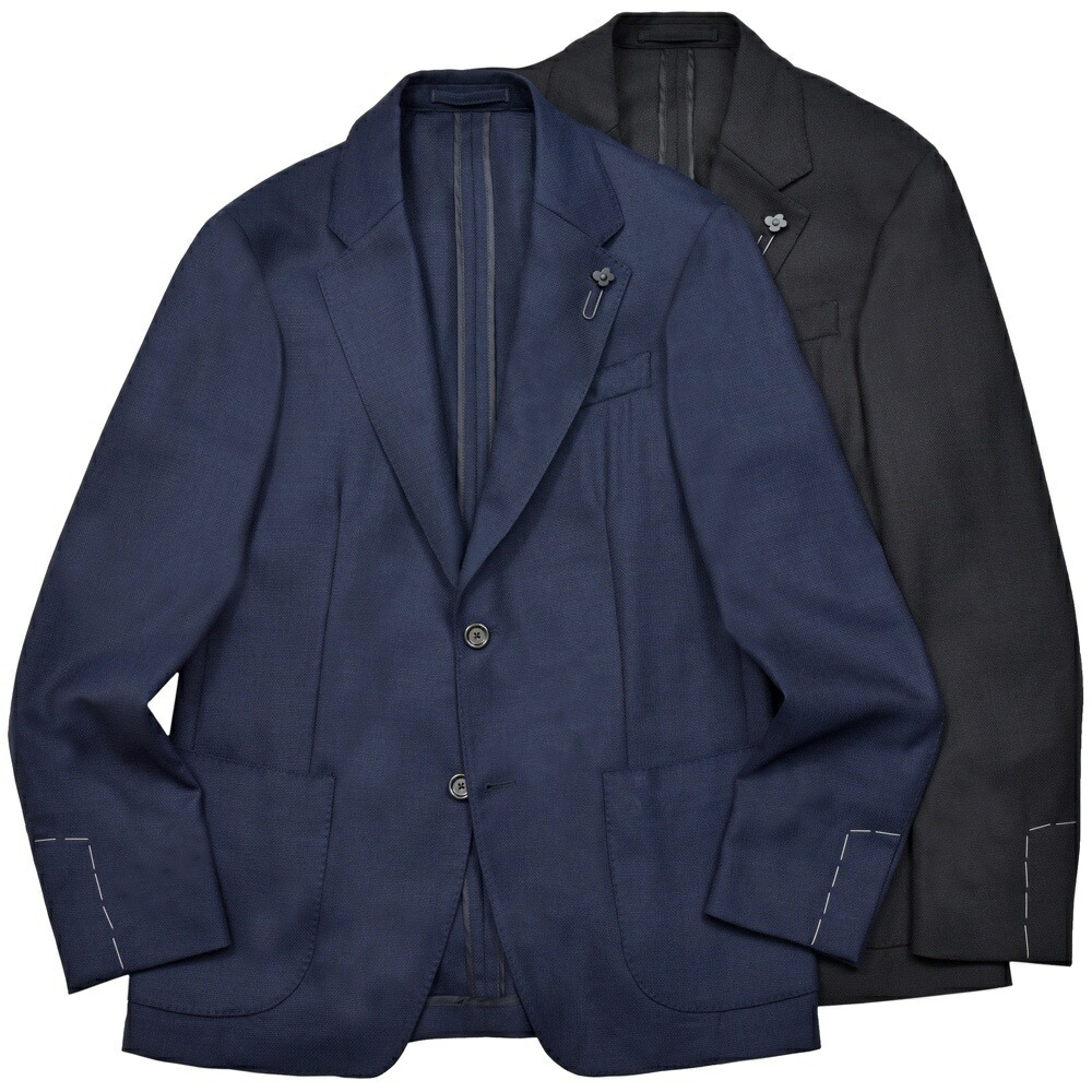 LARDINI ダブルジャケット ネイビー ホップサック ラルディーニ 44 LARDINI（ラルディーニ）の「LARDINI / ホップサック ダブル