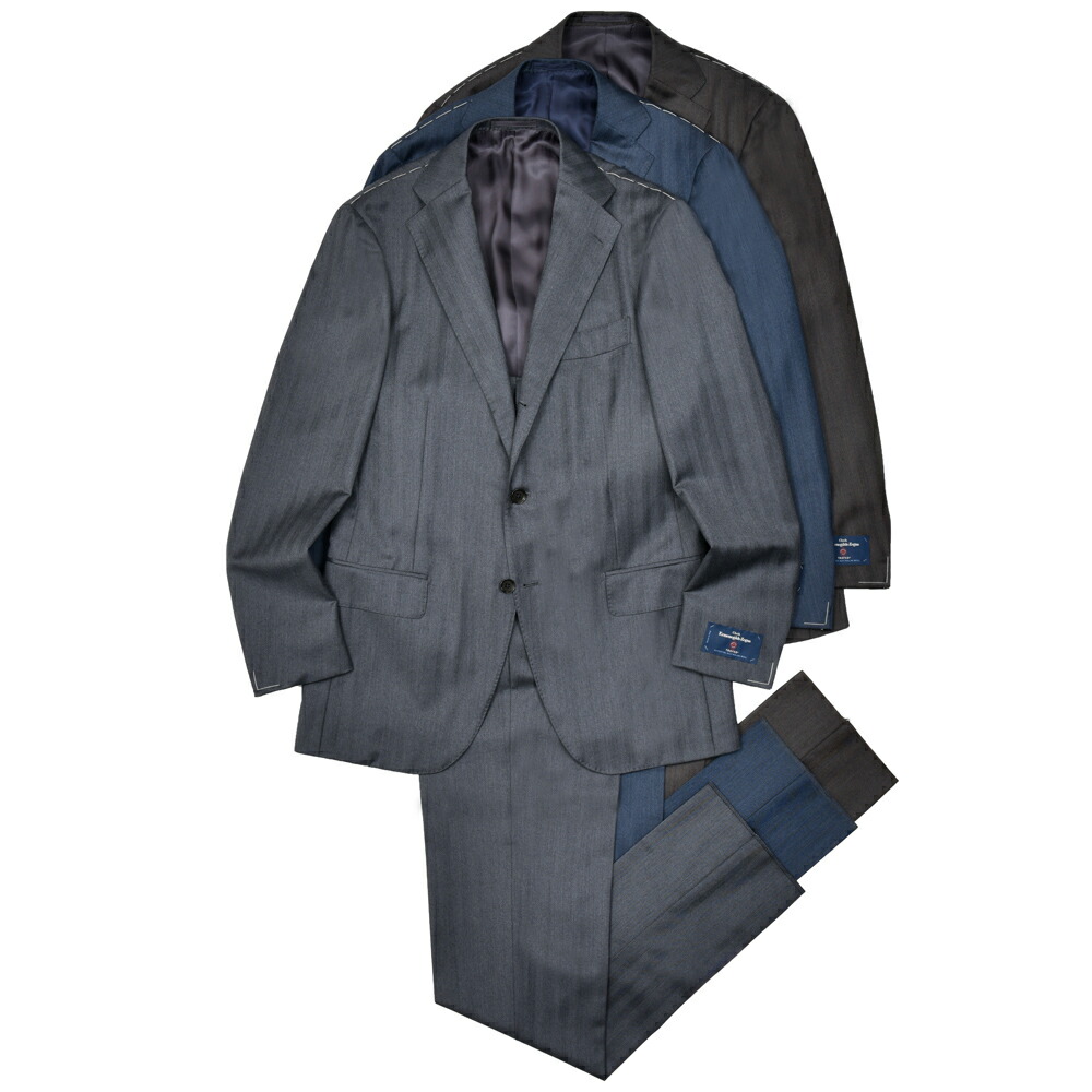 guji（グジ）ウールヘリンボーンストライプ3B1筋目背広 MADE BY RING JACKET / Ermenegildo Zegna - TROFEO 17152200028