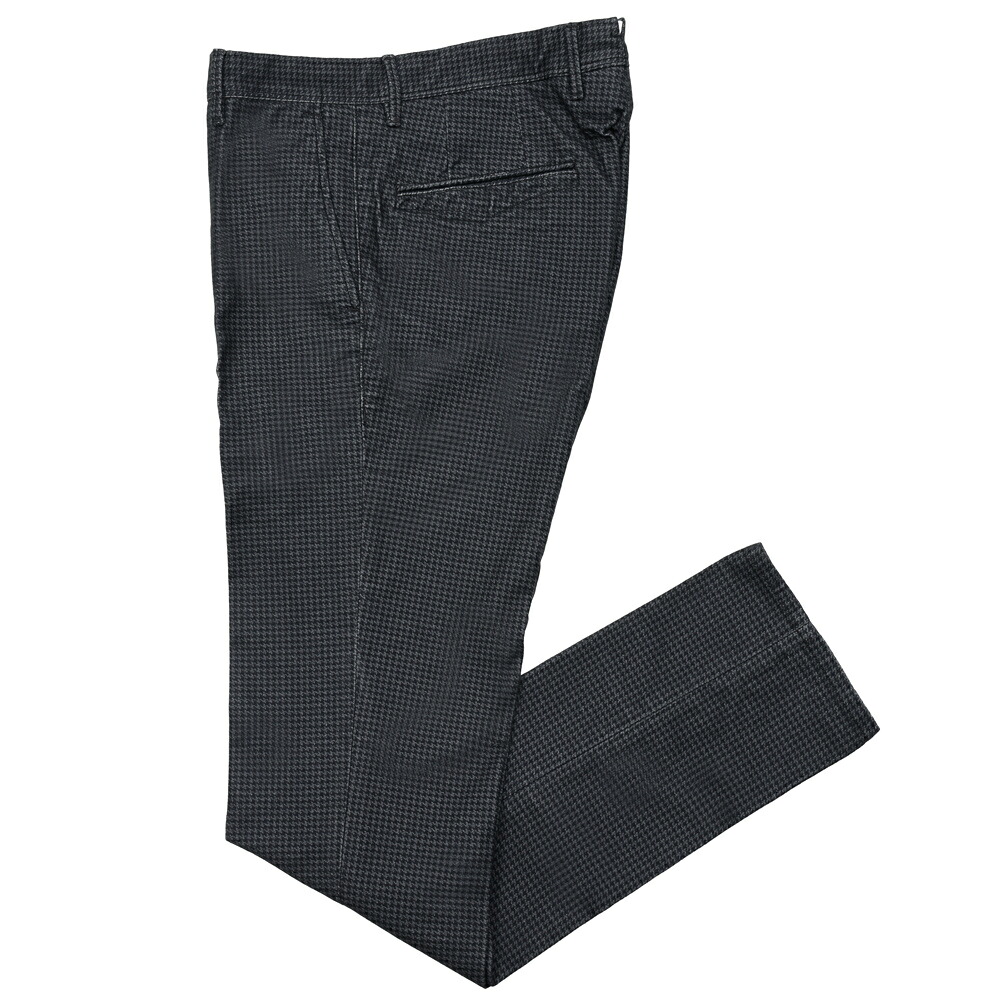 INCOTEX SLACKS（インコテックス スラックス） SLIM FIT ガーメントダイコットンストレッチネルハウンドトゥースプリントテーパードパンツ 18S100-40593/21507 13052001052
