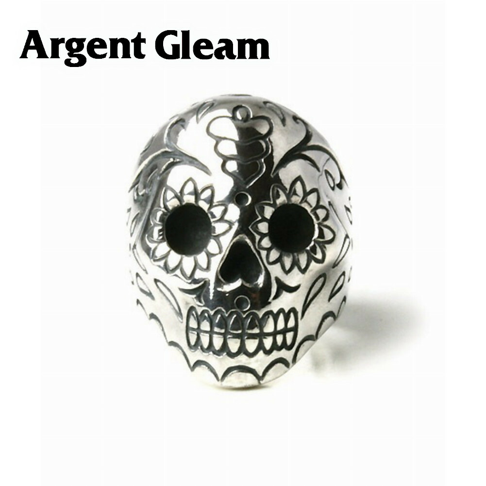 ArgentGleam アージェントグリーム シルバー925 ブラス リング 指輪 AR-240 ブランド ARGENT GLEAM ボリューム トップ フェイス リリー シルバー スカル バータイプ ブラス リング フラッグ リース フルフェイス シリーズ メキシカン メキシカンスカル
