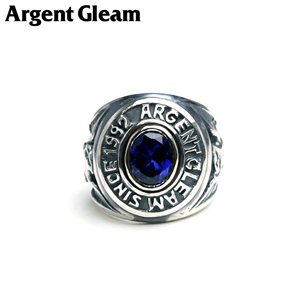 ArgentGleam アージェントグリーム サファイア シルバー925 リング 指輪 AR-307 ブランド ARGENT GLEAM カレッジリング ファイア ミスティック ヴィンテージ サファイア 合成サファイア クォーツ カレッジ リング 手彫り スティック シルバー ミリタリー｜新宿 銀の蔵 シルバーアクセサリー