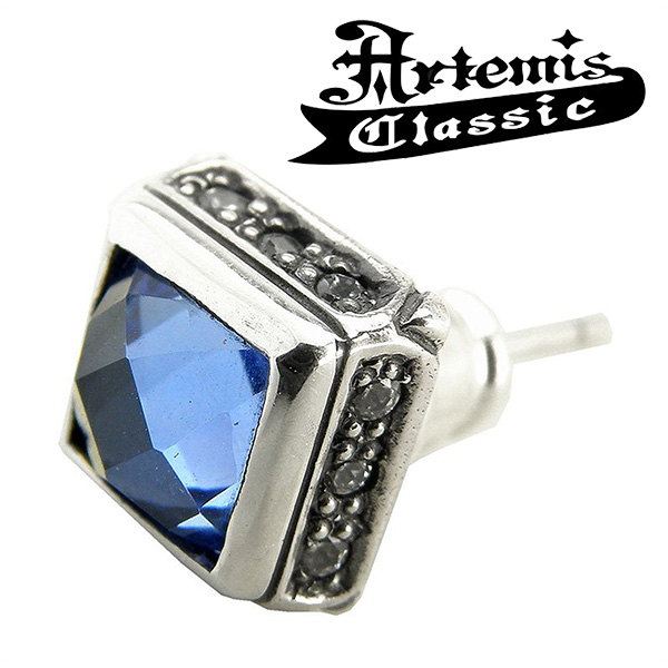 メンズピアス ピアス シルバーピアス シルバー925 アルテミスクラッシック Artemis Classic ブラック系キレイ目ファッションの必須ブランド アルテミスクラシック 男性用 Classic アルテミスクラシック スクエアブルークォーツ1p 片耳用 Artemis Classic アルテミス